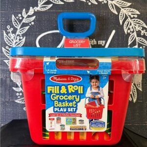 Melissa & Doug Red Fill & Roll Grocery Basket Play Set